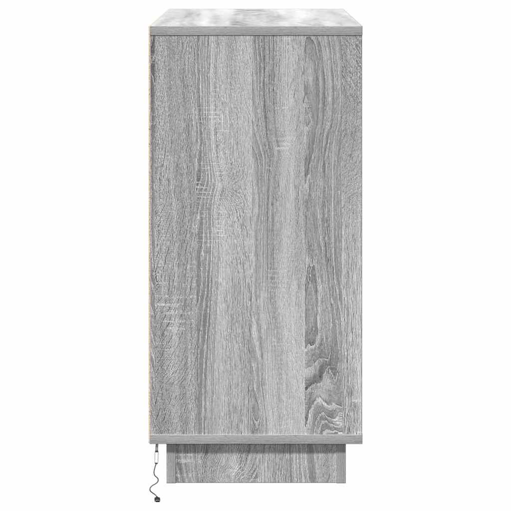 LED Sideboard Grey Sonoma 71 x 34.5 x 75 cm Particleboard
