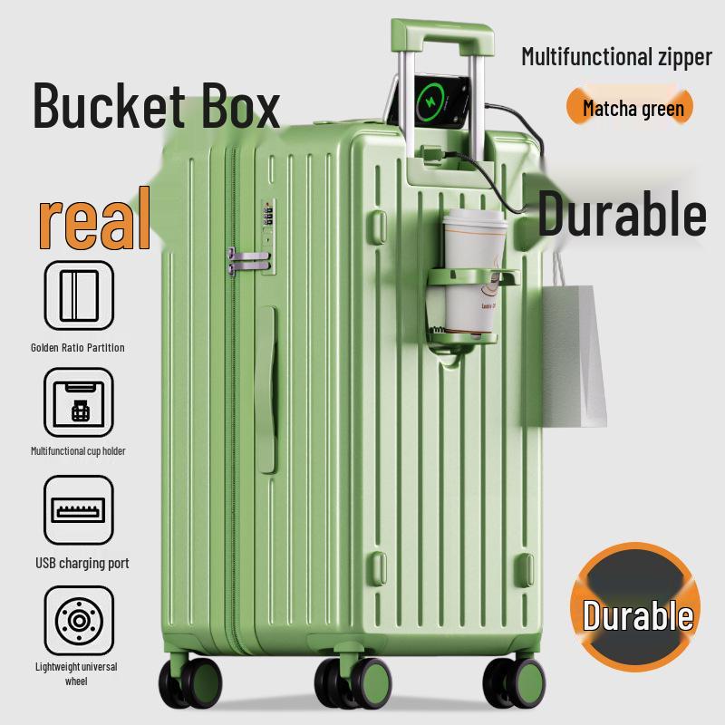 "Mala de viagem durável de 24 polegadas com porta-copos e trava resistente para homens e mulheres"