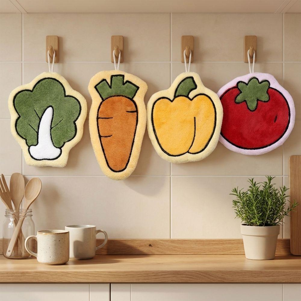 Carrot Hand Towels Vegetables Wall Hanging Rag Creativity Handkerchief Kitchen Bathroom