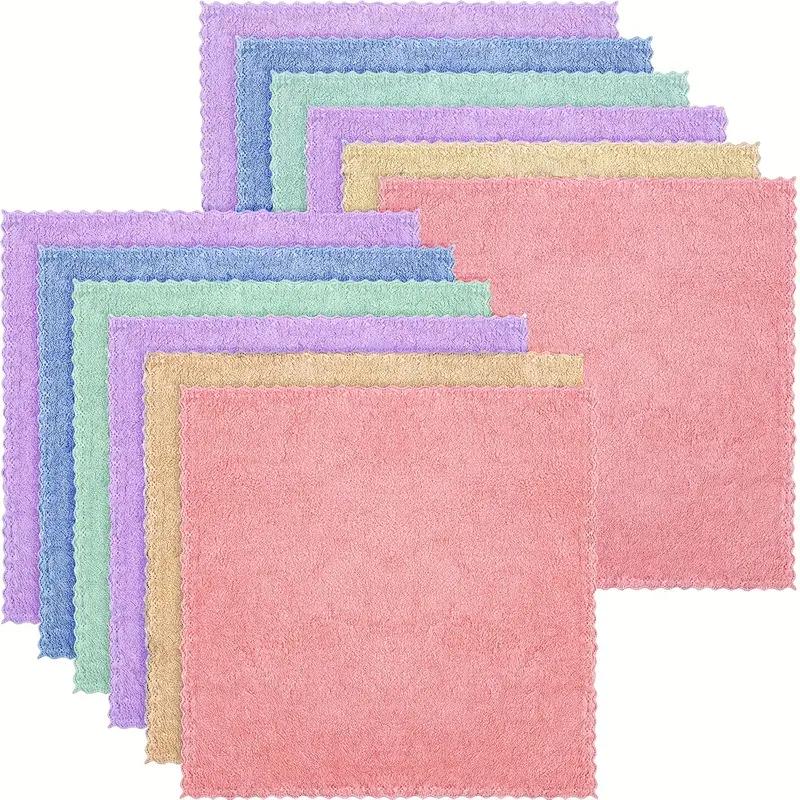 1-50pcs Hand Towels Small 24x24cm Coral Fleece Solid Color Face Towel For Kids Good Water Absorption Dish Towel Toalha De Banho