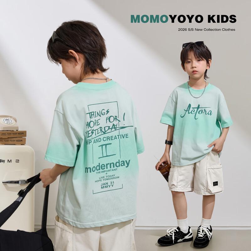 Stylish Boys  Gradient Letter Short-Sleeve T-Shirt 150
