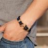 2026 Men's Titanium Steel Bracelet Black Cowhide Braided Anchor Leather Bracelet Leather Rope