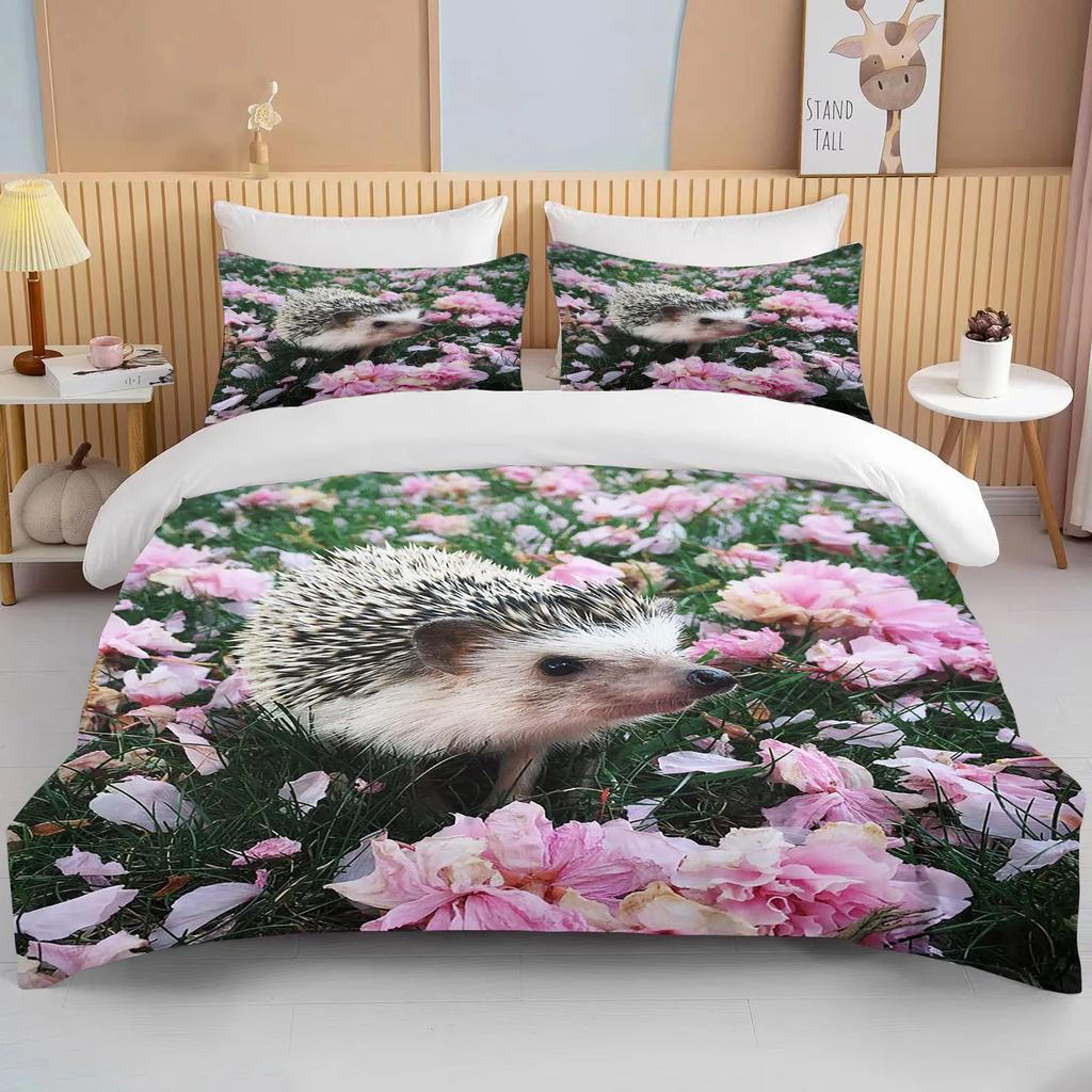 Animal Cute Hedgehog Bedding Set Queen Cute Clothes Comforter/Duvet Covers And Pillowcase For Adults Kids Quilt Cover