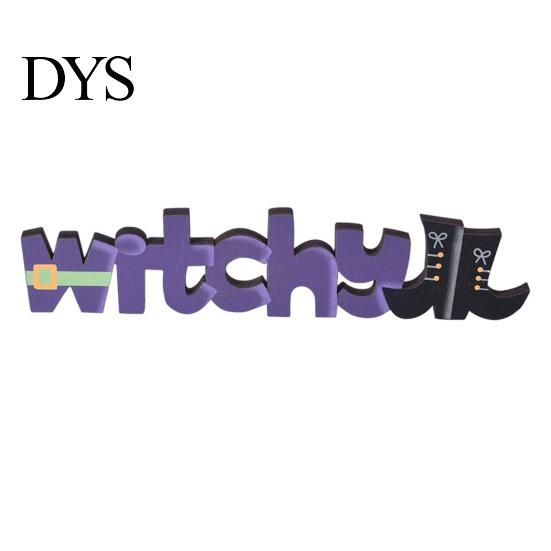 Indoor Seasonal Party Supplies Wooden Halloween Table Sign, Vintage Letter Tabletop Decoration, Spooky Standing Unique Photo Prop Block Sign