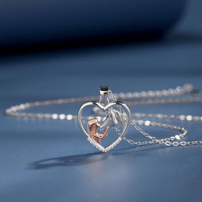 Pendant Necklace Color Matching Dress Up Exquisite Stylish Love Heart Girls And Horse Charm Necklace Fashion Accessories