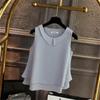 Women's Peter Pan Collar Double-Layer Chiffon Sleeveless Blouse