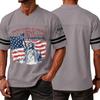 Mens V Neck Short Sleeve Jersey Style T Shirt with States 250th Anniversary Print and Flag Graphic