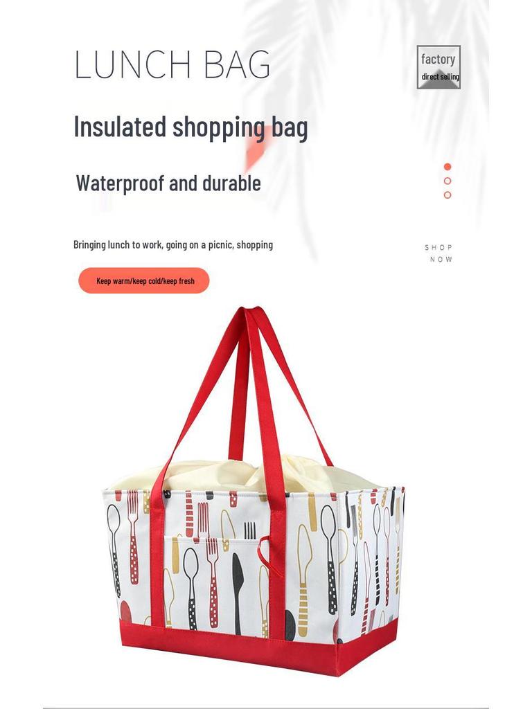 Large Capacity Foldable Insulated Shopping Bag - Portable and Cold-Keeping for BBQs and Picnics