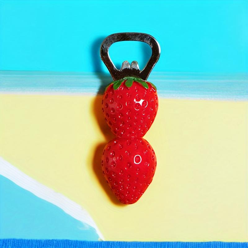 2pcs Cute 3D Magnetic Beer Bottle Openers , Strawberry , Cheese Designs for Refrigerator Decor, PVC Material