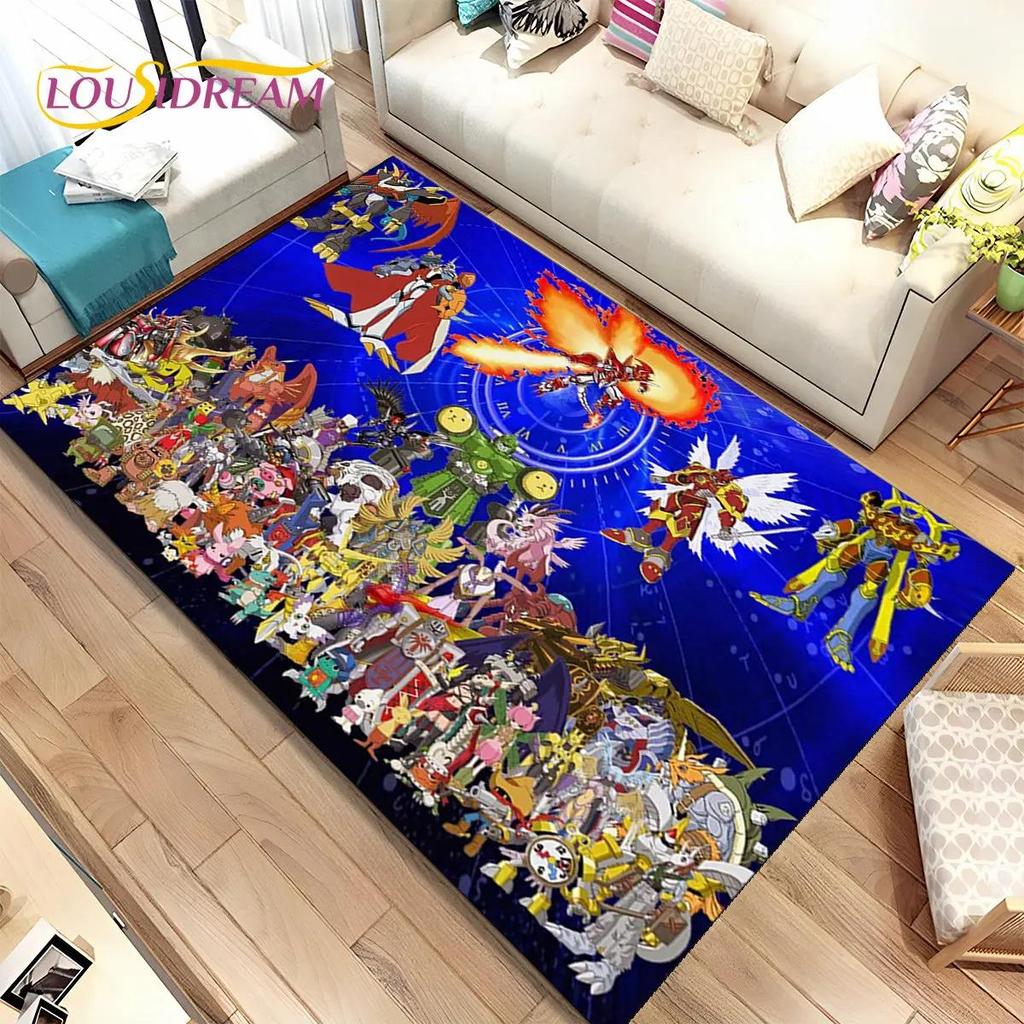Çizgi Film Digimon Adventure Alan Halısı Büyük, Oturma Odası Yatak Odası Kanepe Giriş Halısı Dekorasyonu için Halı, Kaymaz Zemin Matı Kaplaması 3D