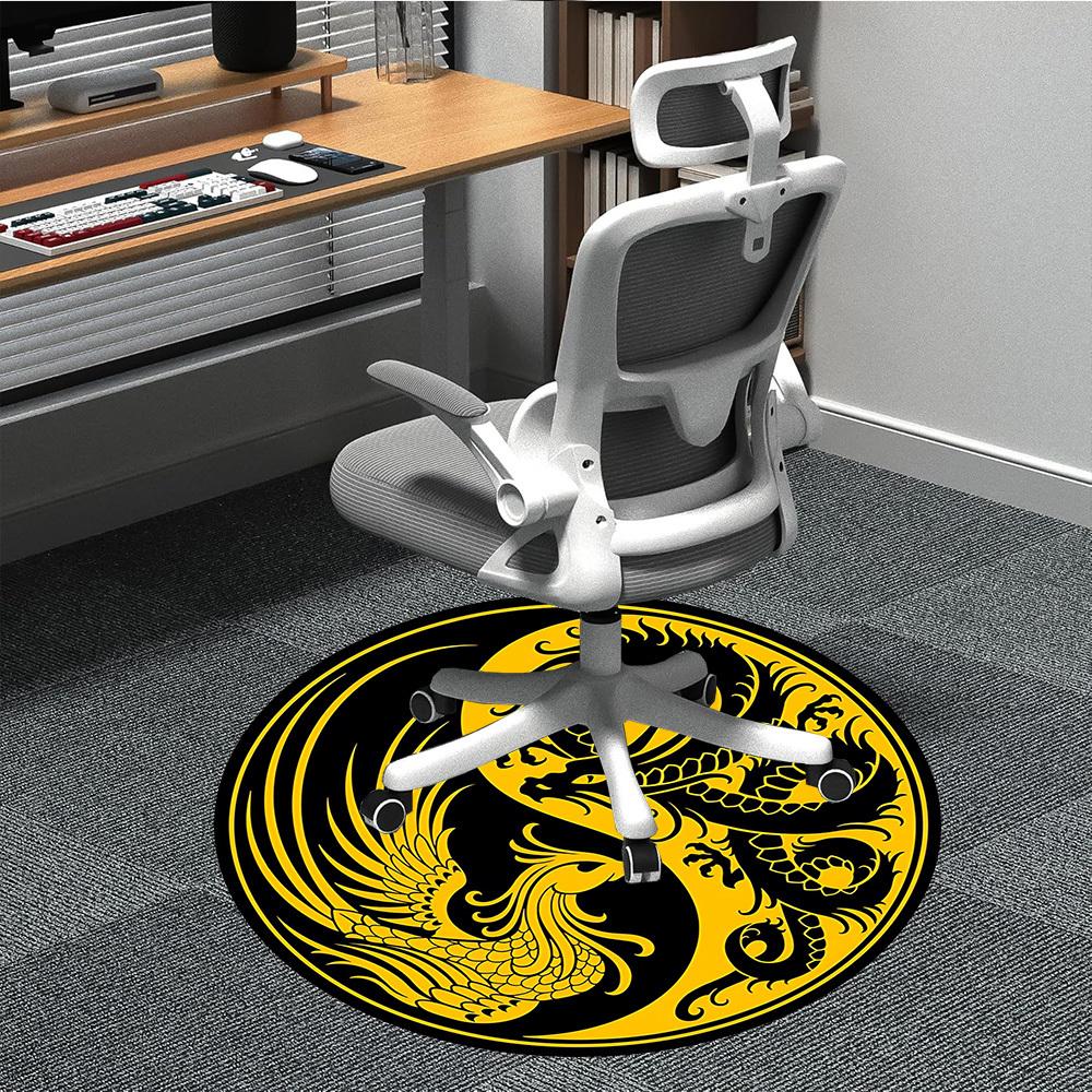 

1PC Dragon Phoenix Yin Yang Symbol Chair Carpet for Office, Indoor Non-Slip Washable Carpet, Soft Comfortable Mat For Office Room yy250930222 80cm by 80cm
