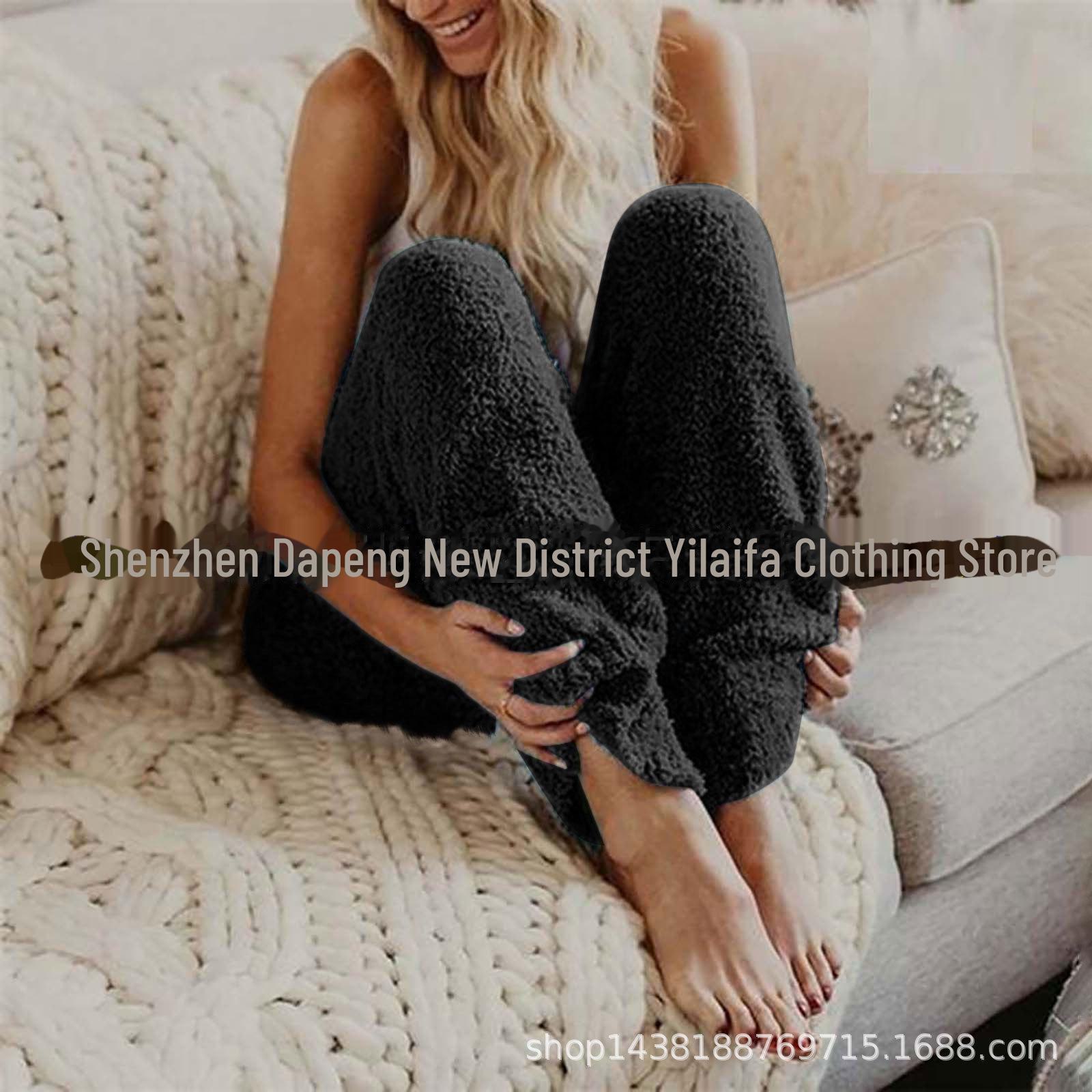 

Женские весенние свободные однотонные плюшевые брюки 2023 года