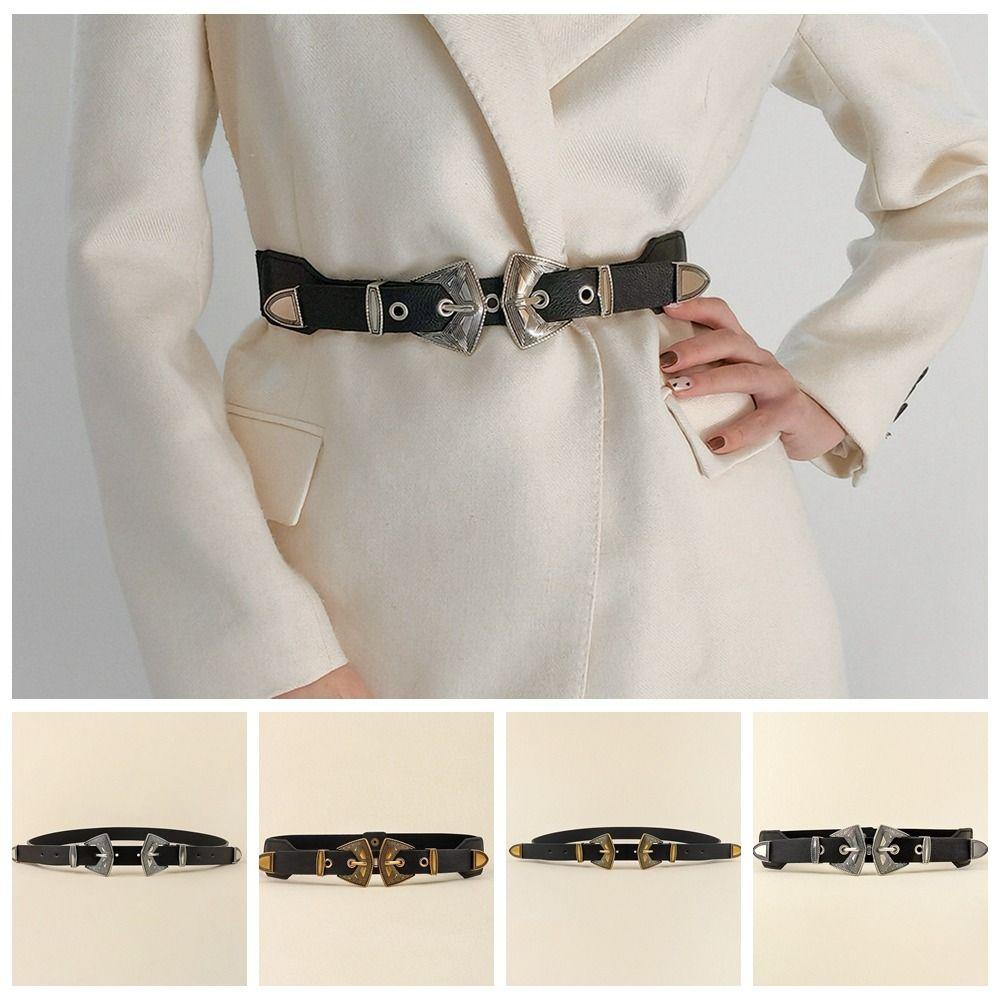 

Metal Double Buckle Belt Zinc Zinc Alloy Waistband Fashion Elastic Belts Men