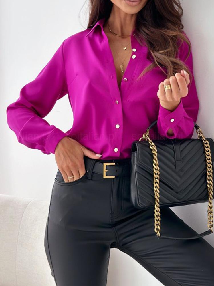 Summer Turn Down Collar Women OL Workwear Blouse Tops Casual Female Solid Color Button Slim Shirt Tops