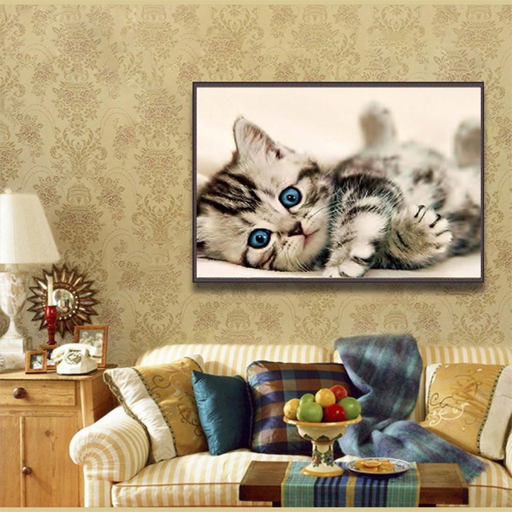 

HC картина маслом холст пляжный кот 5D вышивка алмазами горный хрусталь наклеена DIY вышивка крестиком 30*40 cm