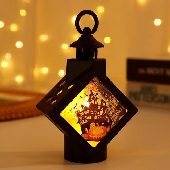 Halloween Decorative Lantern, Spooky Witch Pumpkin Scarecrow LED Night Light, Battery Operated Table Lamp for Holiday Party Decoration