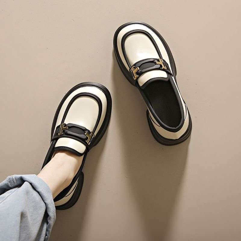 British Style Small Leather Shoes Women's Loafers 2025 New Platform Loafers Women's Casual Versatile One-pedal Jk Single Shoes