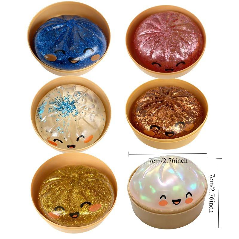 Realistic Giant Dumpling Squeeze Toy with Bamboo Steamer Soft TPR Dough Ball butter stick Decompression Fidget Toy Creative Gift