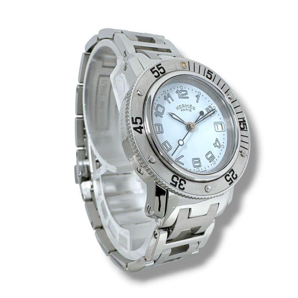 Used Hermes Clipper Diver CL5.210 White Ladies Watch Good Condition HERMES Brand Operating White Dial