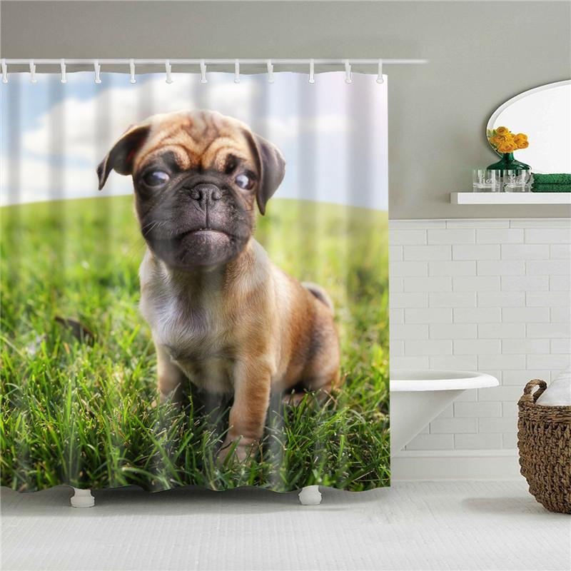 Fabric Shower Curtain Cute Cartoon Hippo Animals Dogs Cats Deer Bath Curtain Waterproof Polyester Bathroom Curtain With Hooks