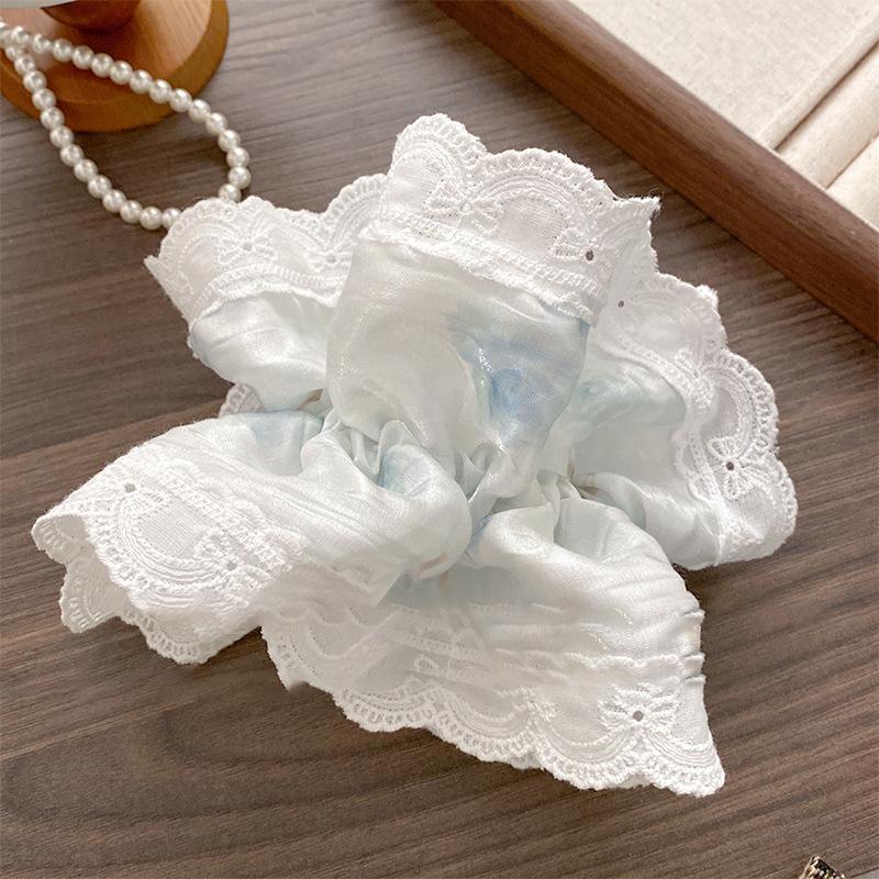 

Тканевая двухслойная кружевная резинка для волос в виде толстой кишки Mori, маленькая свежая девушка, головной убор, модные универсальные аксессуары для волос для женщины