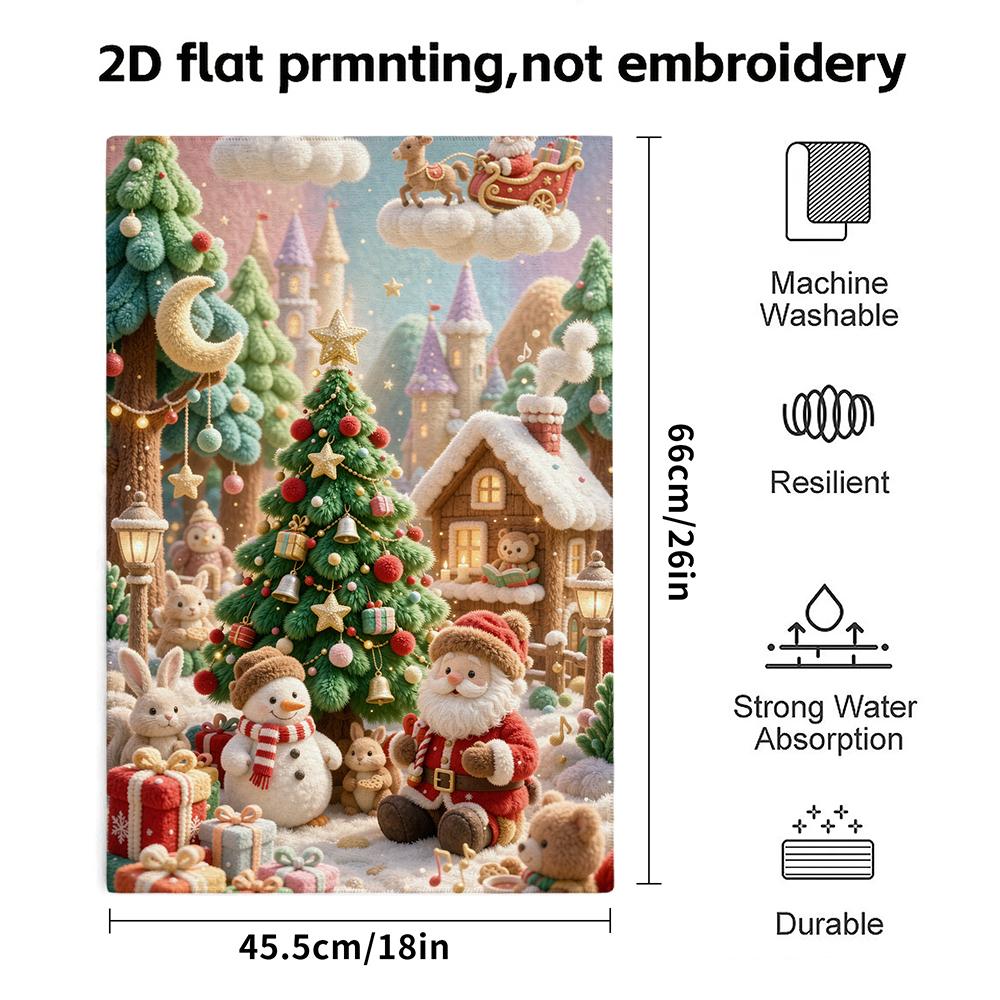 Santa Claus Christmas Bath Towel, Festive Animal Print, Soft Absorbent Towel for Bathroom Decor