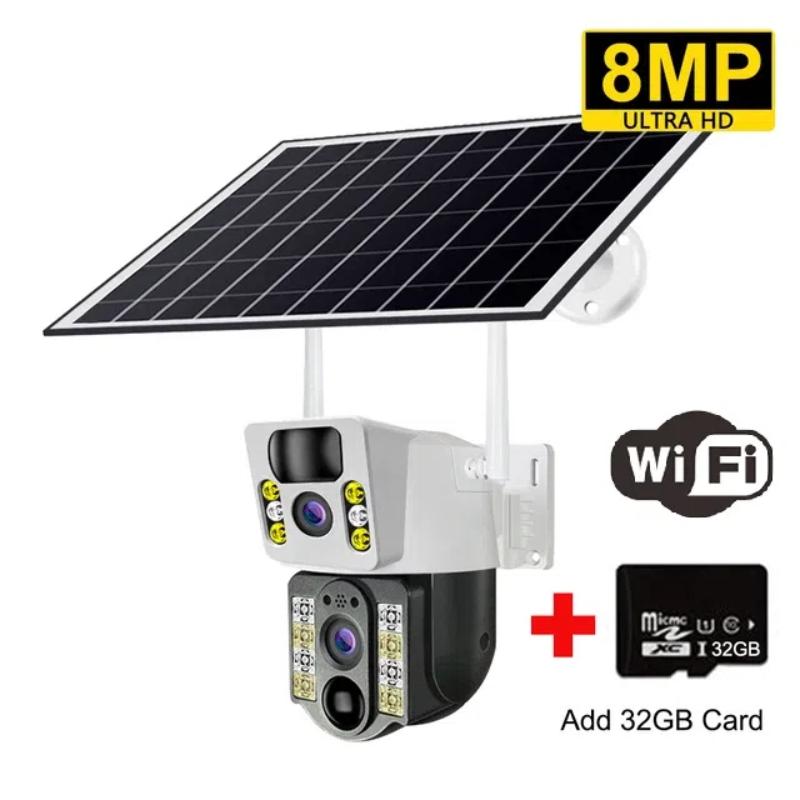 Venkovní solární kamera 4G/WIFI vodotěsný monitor, inteligentní vzdálený domácí monitor nočního vidění s vysokým rozlišením