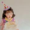 Multicolor Birthday Hat Headband Candy Ball Lace Mesh Hair Hoop Happy Birthday Hairband  Baby