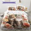 Cute Maine Coon Pattern Bedding Home Decoration Birthday Gift (1 * duvet cover + 2 * pillowcase, without core)