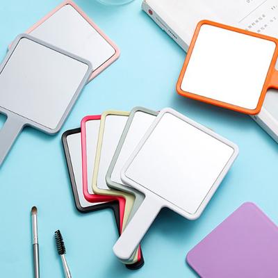 Mini Makeup Mirror Square With Handle Portable Cute Girl'S Gift Hand Mini Mirror Pocket Makeup Mirror Compact Multiple Colors