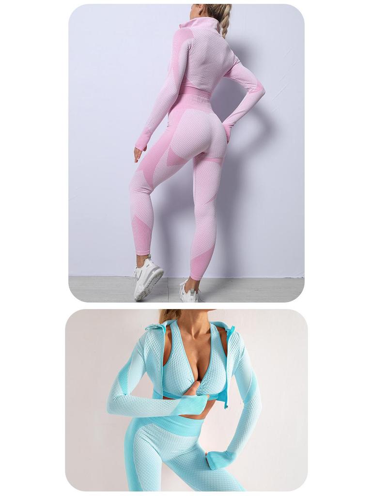 Seamless Yoga Set: Shockproof Sports Bra, Zipper Top, Quick-Dry High-Waist Hip-Lifting Pants