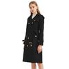 Womens Long Cotton Trench Coat With Waist Cinching Fit Classic Notched Collar Office Chic Outerwear