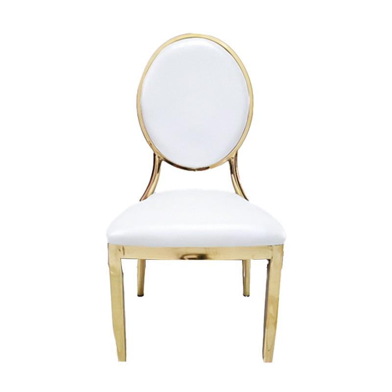 Wudu Gold Light Luxury Dining Set: Creative Iron Chairs with Soft Backrest for Weddings, Hotels, Banquets, and Living Rooms.
