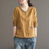 Vintage T Shirt Women Long sleeve Shirt Cotton Linen V neck Loose Tee Shirt Woman Autumn Clothes Basic Tshirt Ladies Top Casual