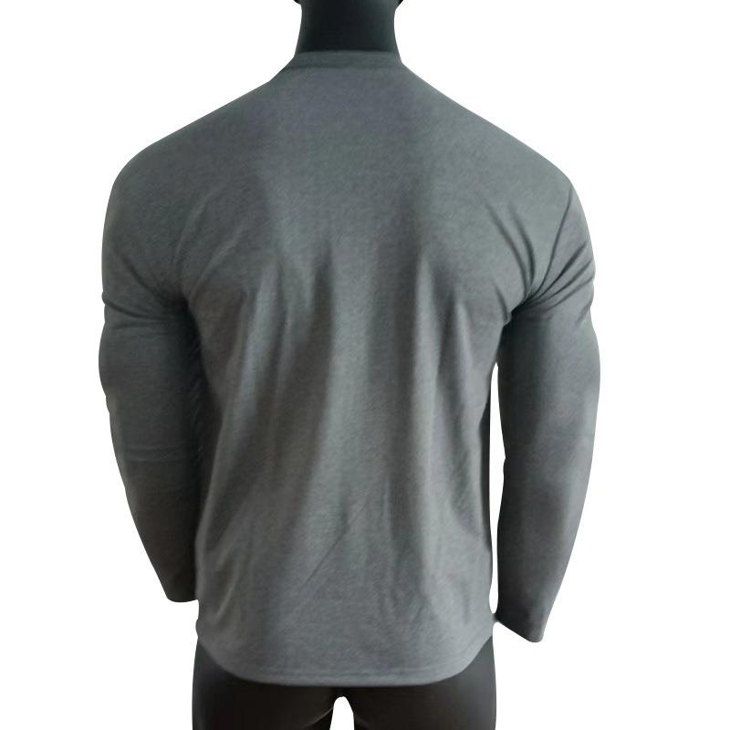 Mens Casual Long Sleeve Solid Henley Neck T Shirt