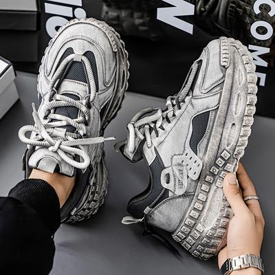 Men's Shoes Spring New Breathable Mesh Youth Sports Shoes Men's Trend Versatile Tire Sole Platform Dad Shoes Men