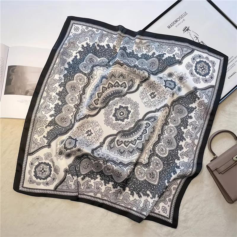 1PS Fashion Scarf For Women Classic Square Scarves Spring And Summer Headscarf Breathable Lightweight Soft Satin Neckcheif