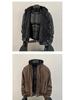 Stilvolle Herren-Kapuzenjacke aus gewaschenem PU-Leder - Robust, Fake-Zweiteiler-Silhouette, Maillard-Farbe.