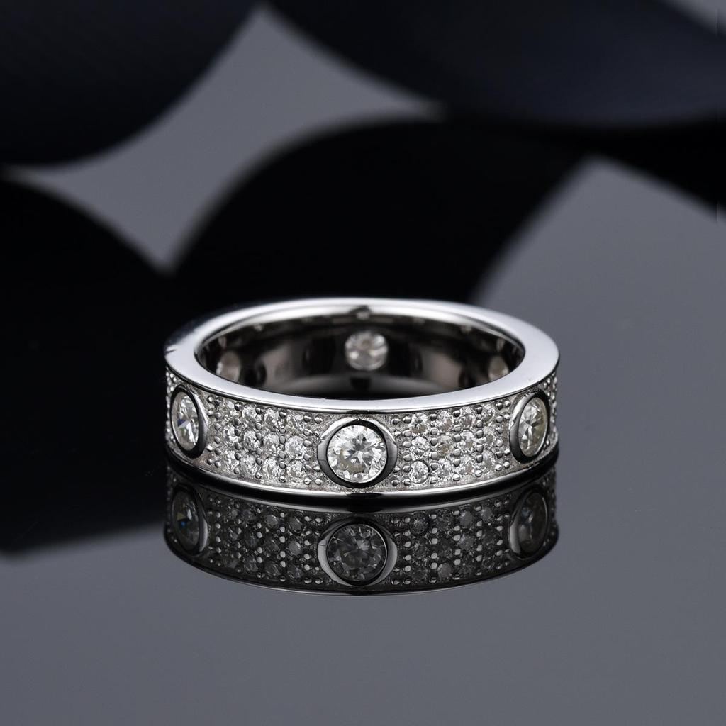 S925 Sterling Silver Moissanite Star Ring - Women's European & American Fashion Diamond Ring