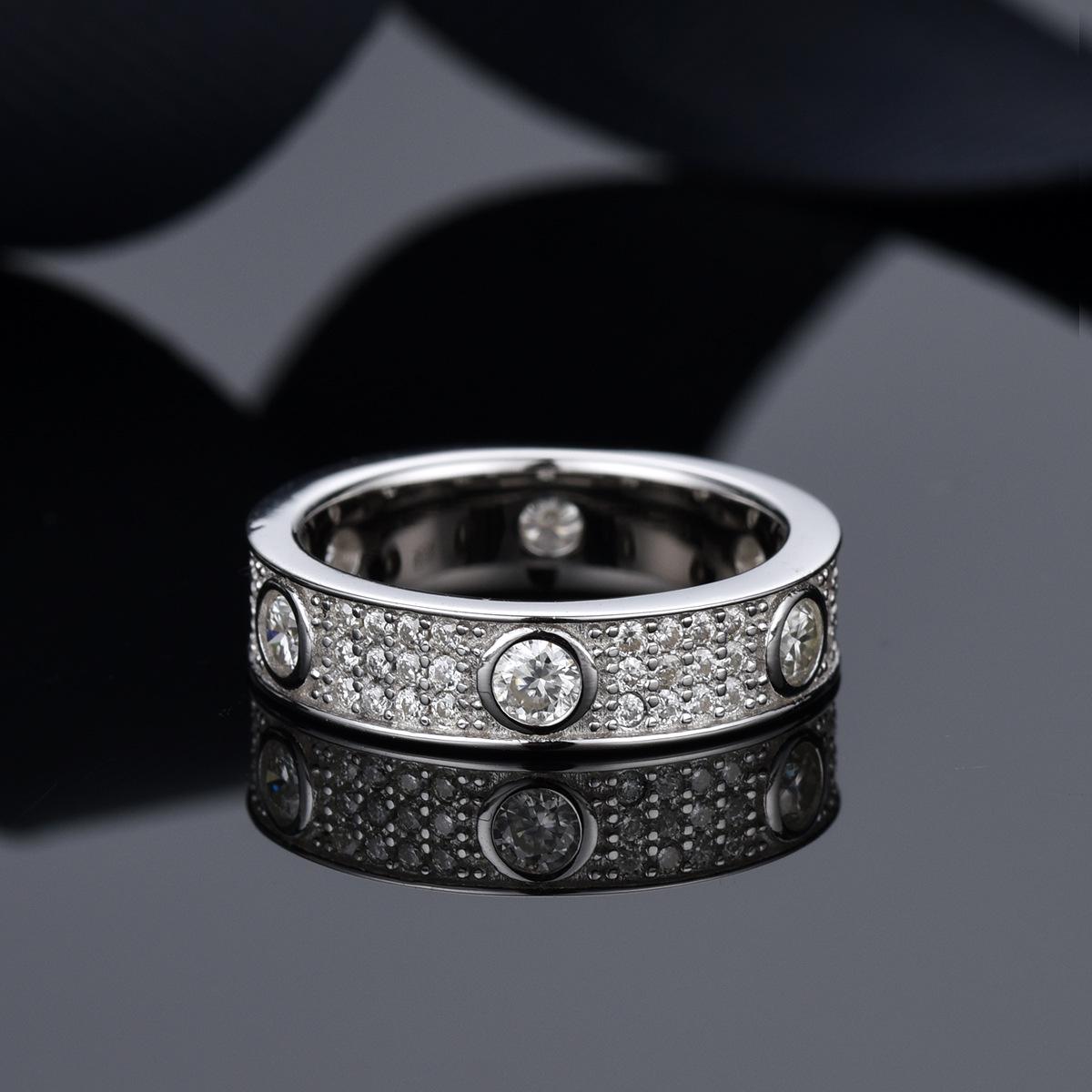 

S925 Sterling Silver Moissanite Star Ring - Women s European & American Fashion Diamond Ring HK Size 10