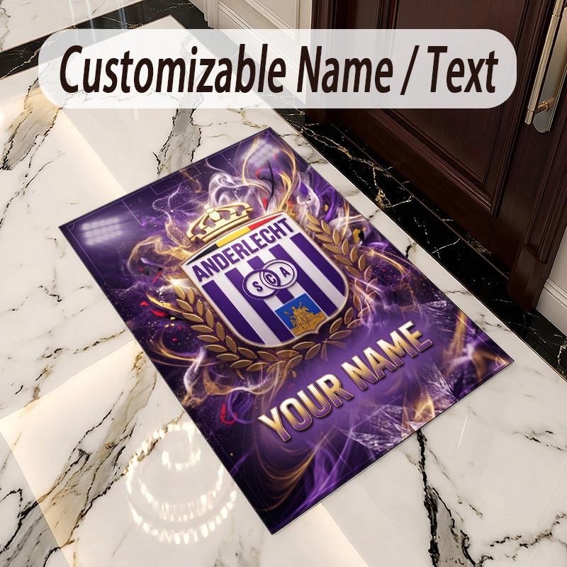Kristall-Samt-Teppich Anderlecht FC Aufdruck Benutzerdefinierter Name Text Fußmatte Heimdekoration