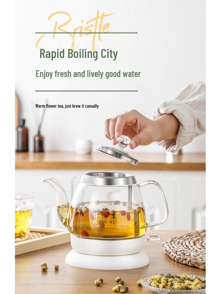 Transparenter elektrischer Wasserkocher mit großem Fassungsvermögen, automatischer Abschaltung und langem Ausguss zum Teekochen