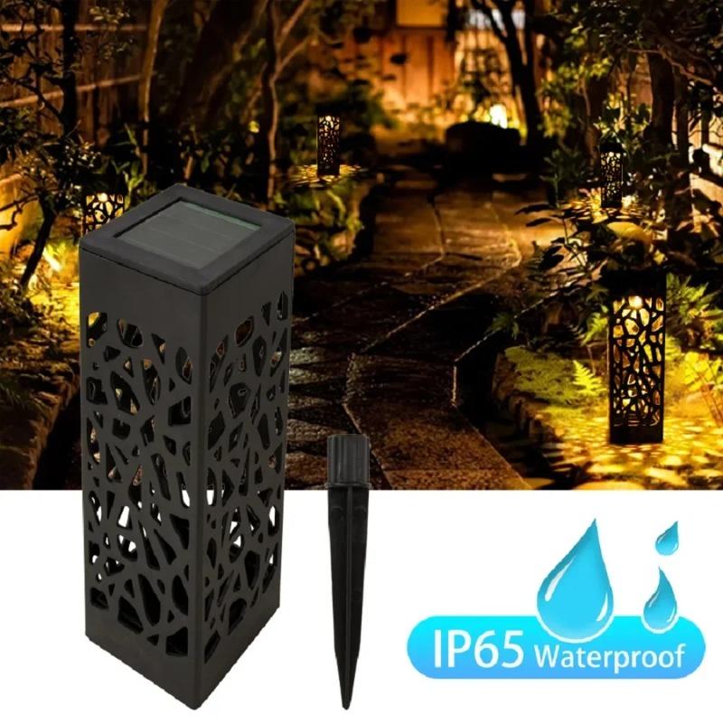 1/6PCS Solar Pathway Lights Outdoor LED Garden Lights Auto On/Off Dusk To Dawn Waterproof Hollow-Out Design for Yard Lawn Patio Christmas
