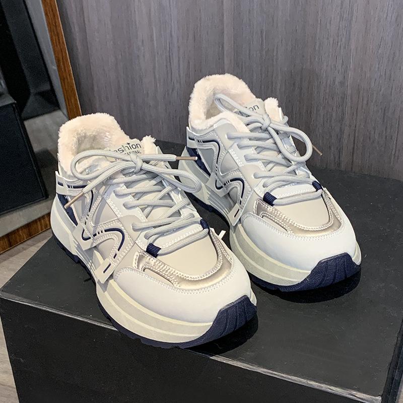

Is the new velvet dad shoes women s winter student sports thick sole warm casual F- 40