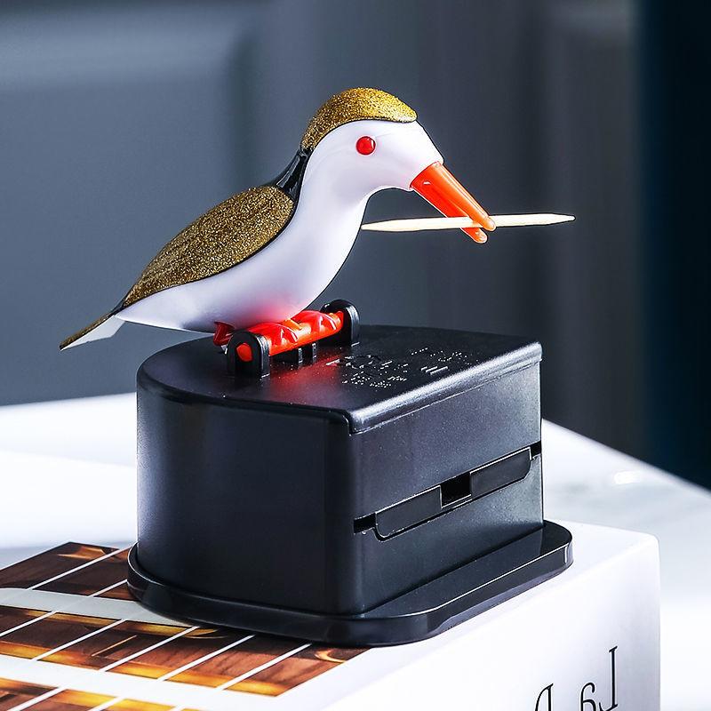Cute Woodpecker Design Toothpick Dispenser Auto Ejecting Holder For Kitchen Counter Dining Table Organization
