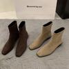 Suding Coarse Heel Suede Korean Small Ankle Boots Women's Shoes 2025 New Autumn and Winter Martin Boots Coffee Skinny Short Boots