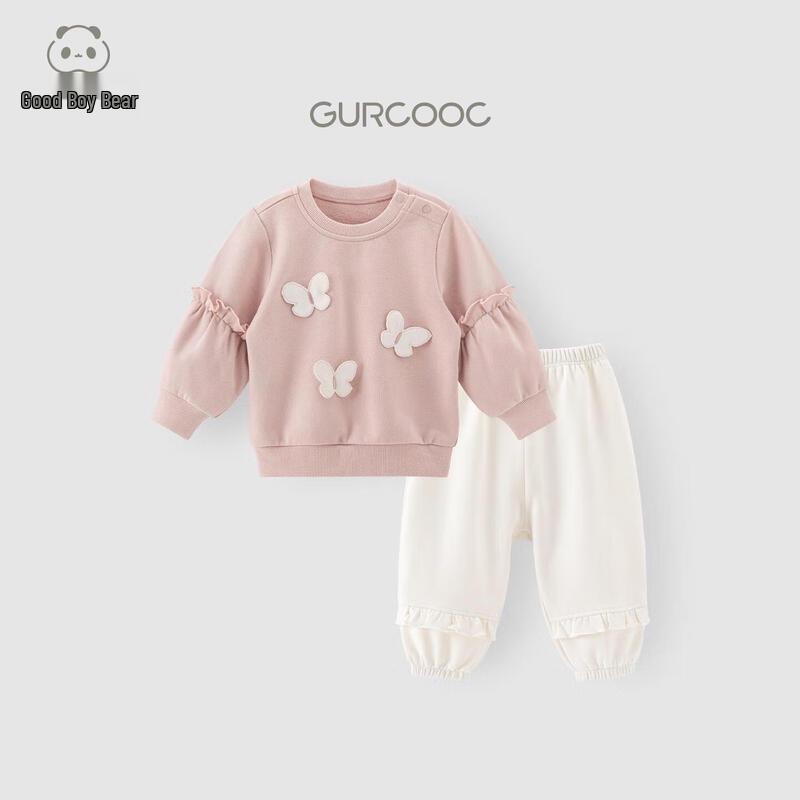 

Guaiqixiong Baby Girl s Fleece-Lined Cotton Sweatshirt Set 110