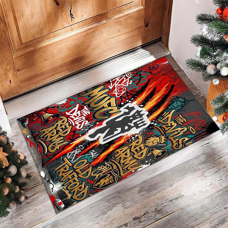 Manchester United Geprint Flanellen Vloerkleed Niet-Glijdend Zacht Polyester Vloerkleed Binnen Decoratie Mat voor Slaapkamer Woonkamer Bank
