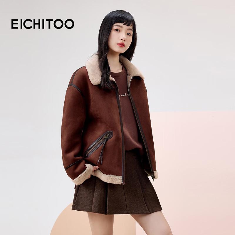 EICHITOO Women's Winter Faux Lamb Wool Lapel Jacket