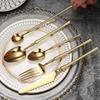 Bright Gold 18/10 Stainless Steel Luxury Cutlery Dinnerware Tableware Knife Spoon Fork Chopsticks Flatware Set Dishwasher Safe